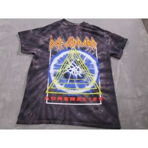 Def Leppard Shirt Mens Medium Black Gray Tie Dye Adrenalize Graphic Band‎ Rock